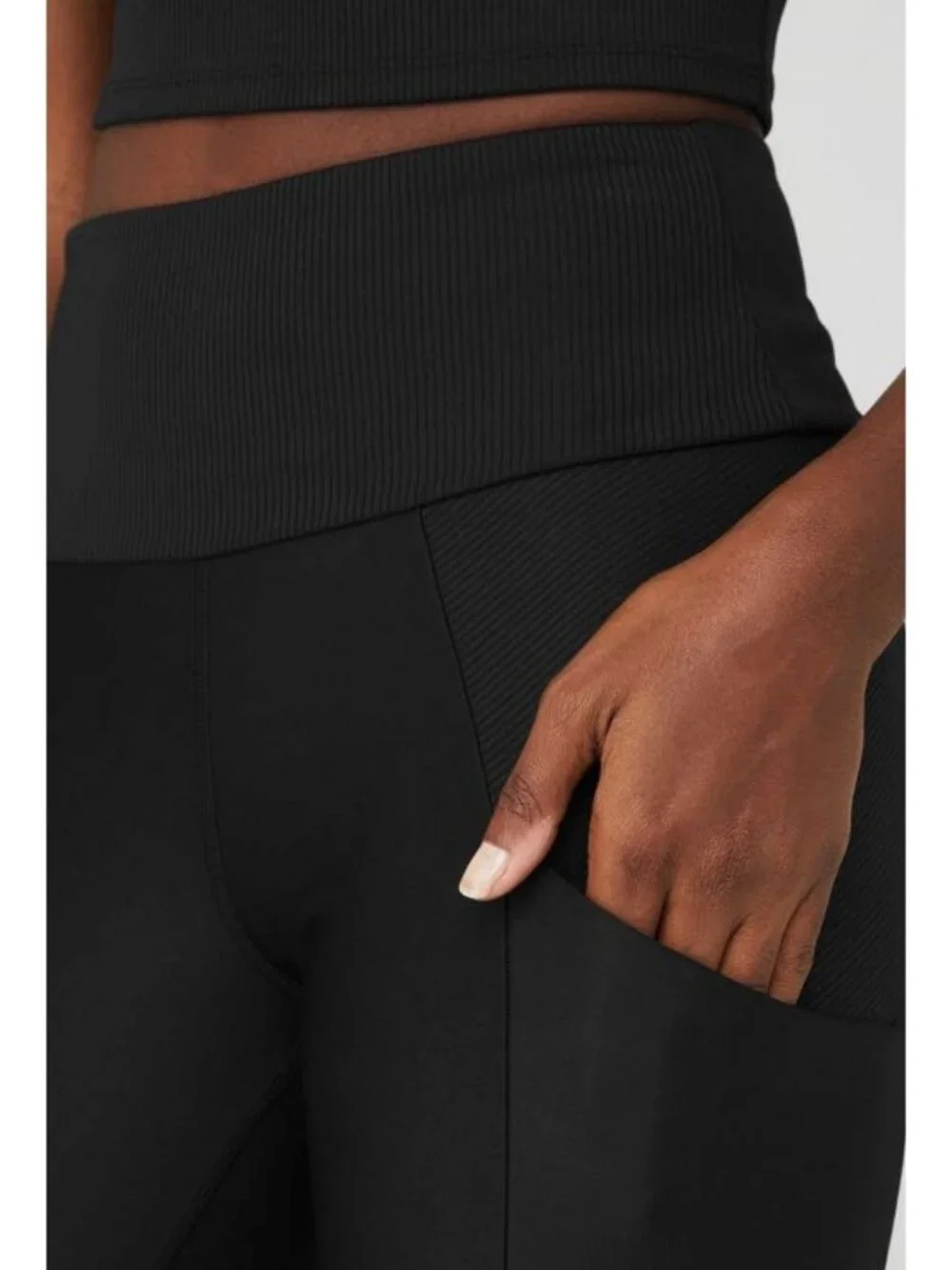 Alo Ribbed Airlift High-Waist 7/8 Enchanted Leggings Pockets Hi-Rise Skinny Pant